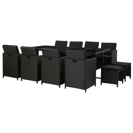 Set comedor de jardín 13 piezas y cojines ratán sintético negro de , Conjuntos de jardín - Ref: Foro24-46534, Precio: 915,67 ...