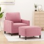 Sillón con taburete terciopelo rosa 60 cm de , Sofás - Ref: Foro24-3201048, Precio: 209,95 €, Descuento: %