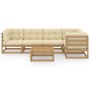 Muebles de jardín 6 piezas con cojines de madera de pino maciza de vidaXL, Conjuntos de jardín - Ref: Foro24-3076612, Precio:...