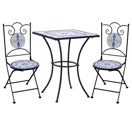 Mesa y sillas de bistró 3 piezas mosaico cerámica azul y blanco de , Conjuntos de jardín - Ref: Foro24-279413, Precio: 240,09...