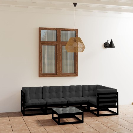 Juego de muebles de jardín 6 pzas y cojines madera pino maciza de vidaXL, Conjuntos de jardín - Ref: Foro24-3076613, Precio: ...