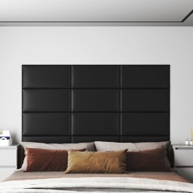 Paneles de pared 12 uds cuero sintético negro 60x30 cm 2,16 m² de , Recubrimiento de paredes - Ref: Foro24-343855, Precio: 70...