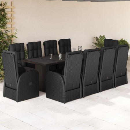 Set de comedor jardín 11 pzas con cojines ratán sintético negro en Conjuntos de jardín | Comprar online en Foru.es