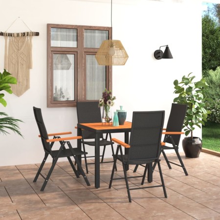 Juego de comedor para jardín 5 piezas negro y marrón de , Conjuntos de jardín - Ref: Foro24-3060077, Precio: 409,56 €, Descue...