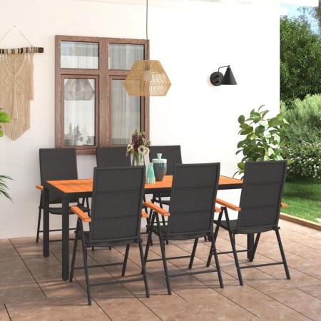 Juego de comedor para jardín 7 piezas negro y marrón de , Conjuntos de jardín - Ref: Foro24-3060080, Precio: 678,80 €, Descue...
