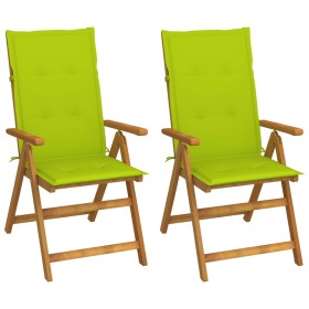 Sillas de jardín reclinables 2 uds madera maciza acacia cojines de , Sillas de jardín - Ref: Foro24-3064070, Precio: 178,38 €...
