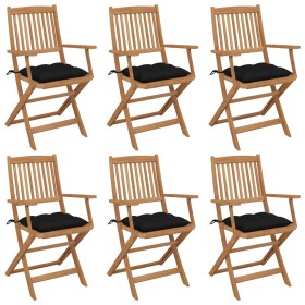 Sillas de jardín plegables 6 uds y cojines madera maciza acacia de , Sillas de jardín - Ref: Foro24-3065483, Precio: 345,23 €...