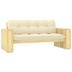 Banco de jardín y cojines crema madera de pino impregnada 179cm de , Bancos de jardín - Ref: Foro24-3065758, Precio: 343,36 €...
