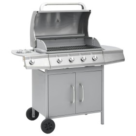Barbacoa grill de gas 4+1 quemadores plateada de , Barbacoas - Ref: Foro24-3072537, Precio: 451,20 €, Descuento: -5%%