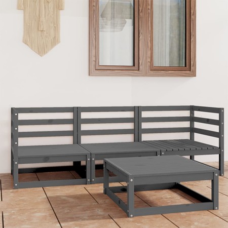 Juego de muebles de jardín 4 piezas gris madera maciza de pino de , Conjuntos de jardín - Ref: Foro24-3075326, Precio: 187,13...