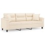 Sofá de 3 plazas con cojines tela de microfibra beige 180 cm de , Sofás - Ref: Foro24-3200982, Precio: 357,98 €, Descuento: -5%%
