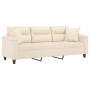 Sofá de 3 plazas con cojines tela de microfibra beige 180 cm de , Sofás - Ref: Foro24-3200982, Precio: 357,98 €, Descuento: -5%%