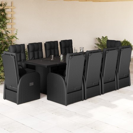 Set de comedor jardín 11 pzas con cojines ratán sintético negro en Conjuntos de jardín | Comprar online en Foru.es