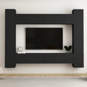 Set de muebles de salón TV 10 piezas madera ingeniería negro de , Muebles TV - Ref: Foro24-3078757, Precio: 401,25 €, Descuen...