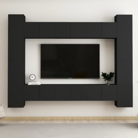 Set de muebles de salón TV 10 piezas madera ingeniería negro de , Muebles TV - Ref: Foro24-3078757, Precio: 401,25 €, Descuen...