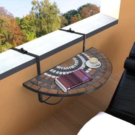 Mesa de balcón colgante mosaico terracota y blanco de , Mesas de jardín - Ref: Foro24-41126, Precio: 92,15 €, Descuento: %