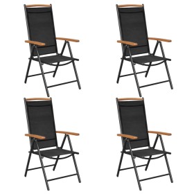 Sillas de jardín plegables 4 uds aluminio y textilene negro de , Sillas de jardín - Ref: Foro24-41733, Precio: 287,05 €, Desc...