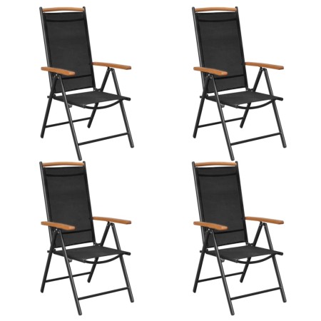 Sillas de jardín plegables 4 uds aluminio y textilene negro de , Sillas de jardín - Ref: Foro24-41733, Precio: 287,05 €, Desc...