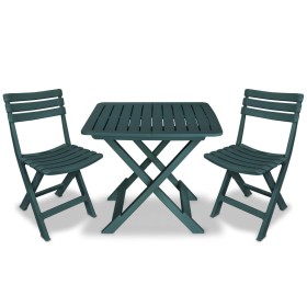 Mesa y sillas bistró de jardín plegables 3 pzas plástico verde de , Conjuntos de jardín - Ref: Foro24-43582, Precio: 106,24 €...