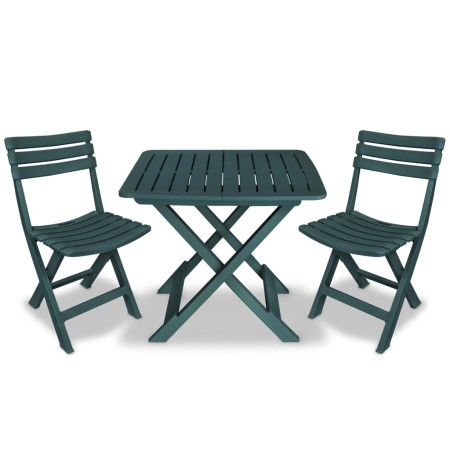 Mesa y sillas bistró de jardín plegables 3 pzas plástico verde de , Conjuntos de jardín - Ref: Foro24-43582, Precio: 106,24 €...