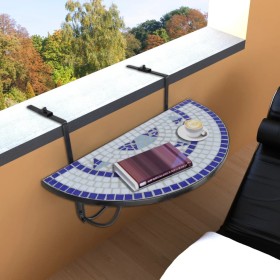 Mesa de balcón colgante mosaico azul y blanco de , Mesas de jardín - Ref: Foro24-41124, Precio: 91,38 €, Descuento: %