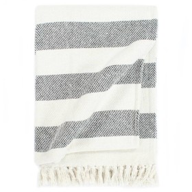 Manta a rayas algodón gris antracita 220x250 cm de , Mantas - Ref: Foro24-133796, Precio: 43,25 €, Descuento: %