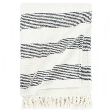 Manta a rayas algodón gris antracita 220x250 cm de , Mantas - Ref: Foro24-133796, Precio: 43,25 €, Descuento: %