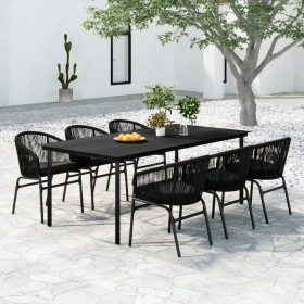 Juego de comedor para jardín 7 piezas negro de , Conjuntos de jardín - Ref: Foro24-3099225, Precio: 783,40 €, Descuento: %