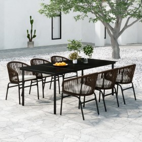 Juego de comedor de jardín 7 piezas marrón de , Conjuntos de jardín - Ref: Foro24-3099231, Precio: 898,12 €, Descuento: %
