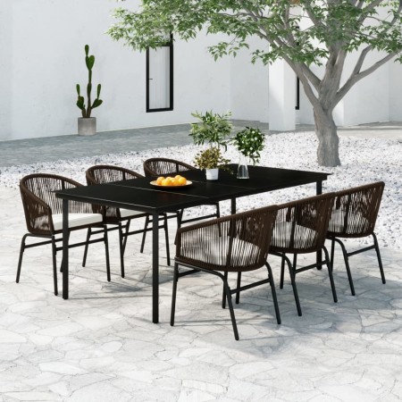 Juego de comedor de jardín 7 piezas marrón de , Conjuntos de jardín - Ref: Foro24-3099231, Precio: 898,12 €, Descuento: %