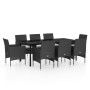 Juego de comedor de jardín 9 piezas con cojines negro de , Conjuntos de jardín - Ref: Foro24-3099286, Precio: 687,26 €, Descu...