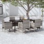Juego de comedor de jardín 7 piezas con cojines gris y negro de , Conjuntos de jardín - Ref: Foro24-3099315, Precio: 559,85 €...
