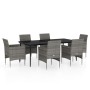 Juego de comedor de jardín 7 piezas con cojines gris y negro de , Conjuntos de jardín - Ref: Foro24-3099315, Precio: 559,85 €...