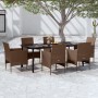Juego de comedor de jardín 7 piezas con cojines marrón y negro de , Conjuntos de jardín - Ref: Foro24-3099303, Precio: 584,18...