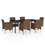 Juego de comedor de jardín 7 piezas con cojines marrón y negro de , Conjuntos de jardín - Ref: Foro24-3099303, Precio: 584,18...