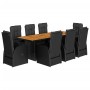 Set de comedor de jardín 9 pzas y cojines ratán sintético negro en Conjuntos de jardín | Comprar online en Foru.es