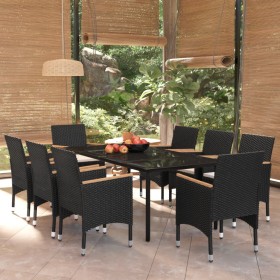 Juego de comedor de jardín 9 piezas con cojines negro de , Conjuntos de jardín - Ref: Foro24-3099334, Precio: 698,80 €, Descu...