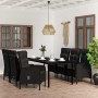 Juego de comedor de jardín 7 piezas con cojines negro de , Conjuntos de jardín - Ref: Foro24-3099357, Precio: 927,14 €, Descu...