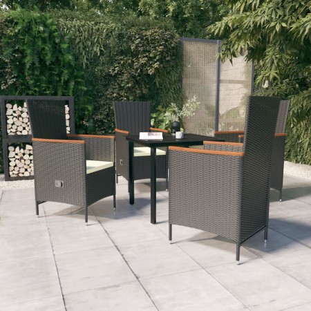 Juego de comedor de jardín 5 piezas con cojines negro de , Conjuntos de jardín - Ref: Foro24-3099426, Precio: 603,81 €, Descu...