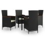 Juego de comedor de jardín 5 piezas con cojines negro de , Conjuntos de jardín - Ref: Foro24-3099426, Precio: 603,81 €, Descu...
