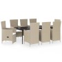 Juego de comedor de jardín 9 piezas con cojines beige de , Conjuntos de jardín - Ref: Foro24-3099472, Precio: 1,00 €, Descuen...