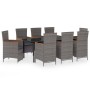 Juego de comedor de jardín 9 pzas con cojines gris de , Conjuntos de jardín - Ref: Foro24-3099464, Precio: 1,00 €, Descuento:...