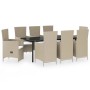 Juego de comedor de jardín 9 piezas con cojines beige de , Conjuntos de jardín - Ref: Foro24-3099466, Precio: 1,00 €, Descuen...