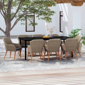 Juego de comedor de jardín 9 piezas y cojines marrón de , Conjuntos de jardín - Ref: Foro24-3099516, Precio: 1,00 €, Descuent...