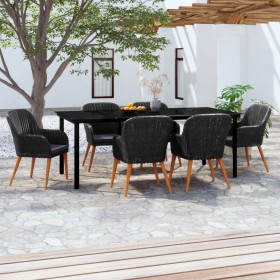 Juego de comedor de jardín 7 piezas con cojines negro de , Conjuntos de jardín - Ref: Foro24-3099509, Precio: 813,88 €, Descu...