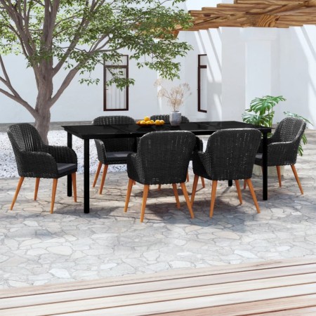 Juego de comedor de jardín 7 piezas con cojines negro de , Conjuntos de jardín - Ref: Foro24-3099509, Precio: 813,88 €, Descu...