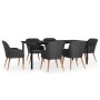 Juego de comedor de jardín 7 piezas con cojines negro de , Conjuntos de jardín - Ref: Foro24-3099509, Precio: 813,88 €, Descu...