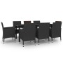 Set comedor de jardín 9 pzas y cojines ratán sintético y vidrio de , Conjuntos de jardín - Ref: Foro24-3099684, Precio: 714,1...