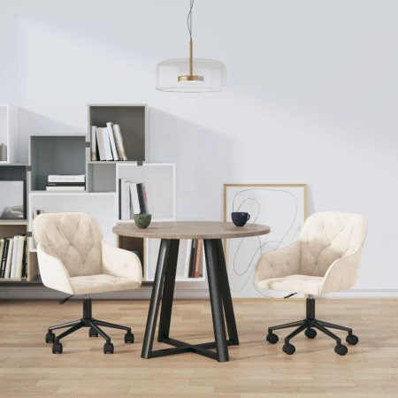 Sillas de comedor giratorias 2 uds terciopelo crema de , Sillas de comedor - Ref: Foro24-3103430, Precio: 187,03 €, Descuento: %