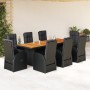 Set de comedor de jardín 9 pzas y cojines ratán sintético negro en Conjuntos de jardín | Comprar online en Foru.es